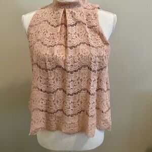 Elegant Lace Sleeveless Top - Pink